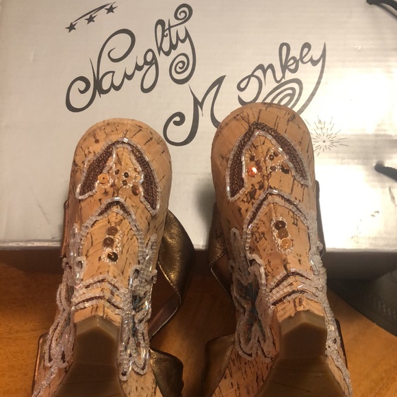 NIB Vintage Naughty Monkey All Night Bronze Wedge 10 - Picture 5 of 7